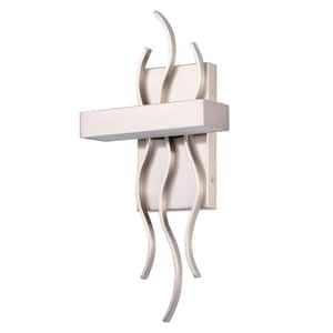 1 Light Modern Brushed Nickel Integrated LED Wall Sconce with Wave Metal Frame