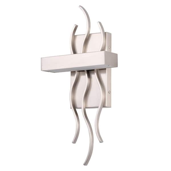 Merra 1 Light Modern Brushed Nickel Integrated LED Wall Sconce with Wave Metal Frame