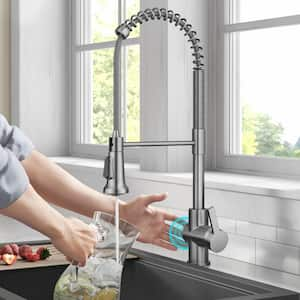 Britt Touchless Sensor Commercial Pull-Down Single Handle Kitchen Faucet in Spot Free Stainless Steel