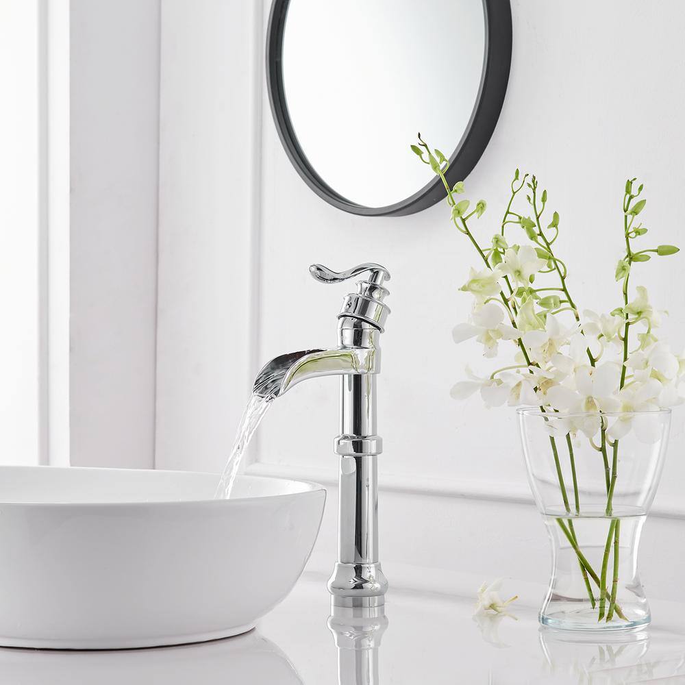 Polished Chrome Single-Handle Waterfall Vessel Bathroom Faucet