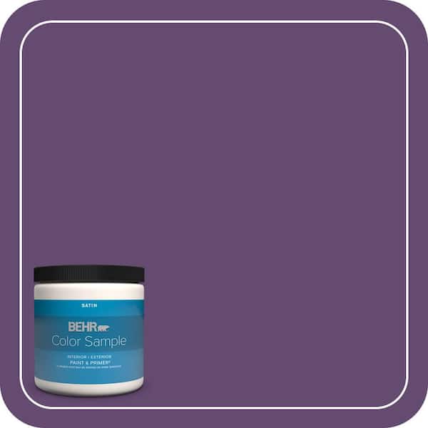 BEHR PREMIUM PLUS 8 oz. #S-G-670 Deep Violet Satin Enamel Interior/Exterior Paint & Primer Color Sample
