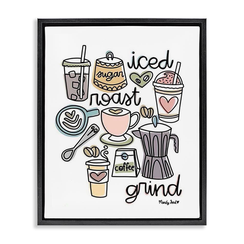 Various Coffee Types Trend by Mandy Ford Art + Illustration Black Floater Frame Food Graphic Art Print 31 in. x 25 in. price history on PriceWatchPro