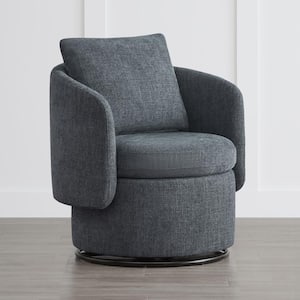 Ethan Denim Fabric Modern Swivel Accent Chair with Storage Space Barrel Arm Chair for Bedroom or Living Room