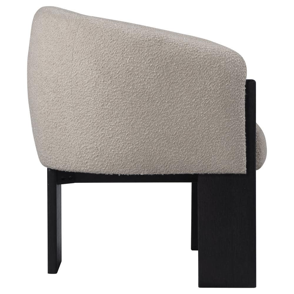 Beige Boucle Upholstered Barrel Back Accent Chair