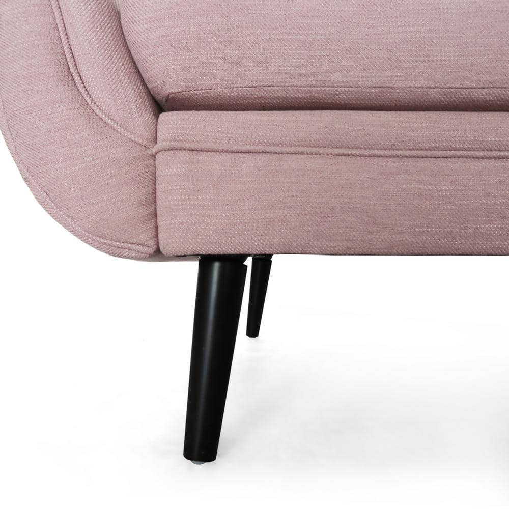 Light Blush Velvet Chaise Lounge with Wood Legs