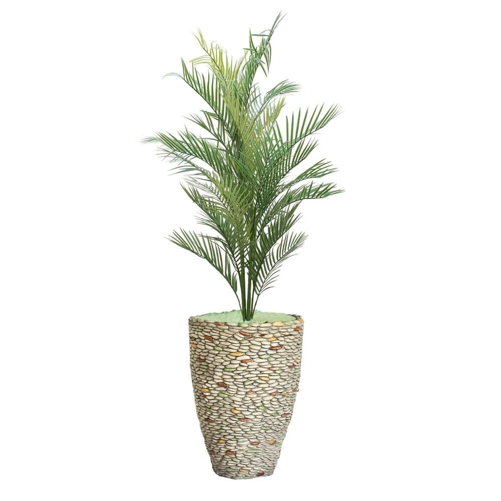 VINTAGE HOME 61.5 in. Glow in The Dark Artificial Palm Tree in a Fiberstone Planter VHX172209