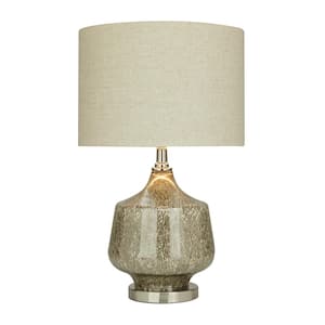 21 in. Silver Linen Task and Reading Table Lamp with Faux Mercury Glass Finish