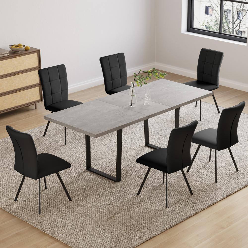 GOJANE 7-Piece Extendable Rectangle Dining Table Set MDF Wooden Table ...