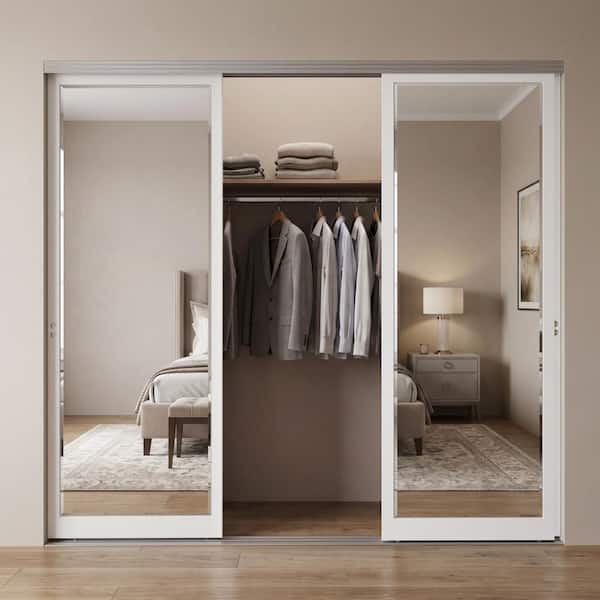 Impact Plus 96 in. x 80 in. Mir-Mel White Mirror Solid Core MDF