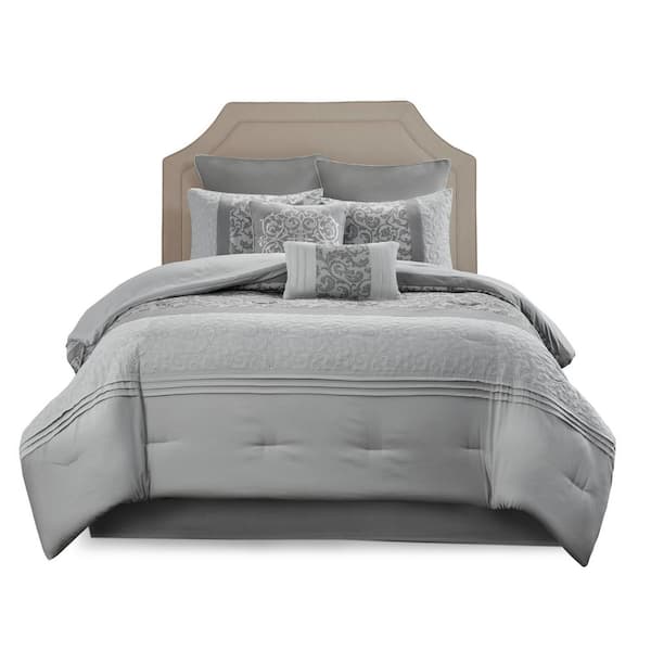 510 Design Lynda 8-Piece Grey Polyester King Embroidered Comforter Set