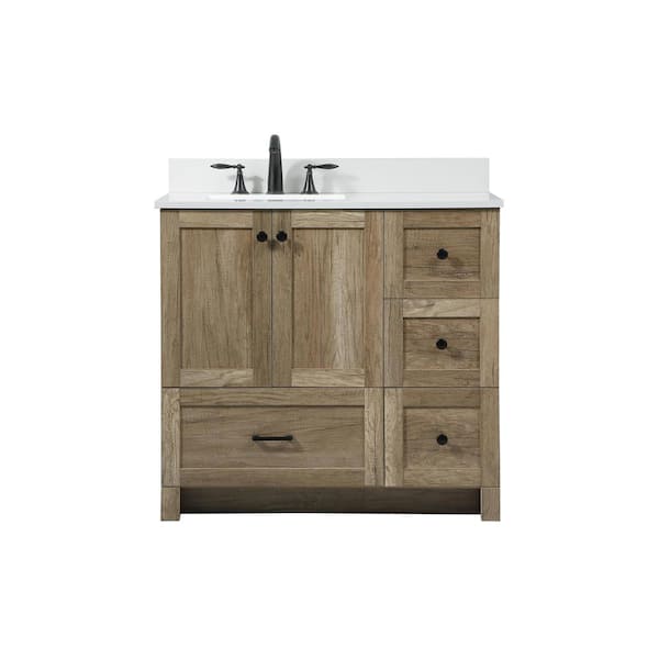 Unbranded Timeless Home 36 in. W x 19 in. D x 34 in. H Bath Vanity in Natural Oak with Ivory White Top