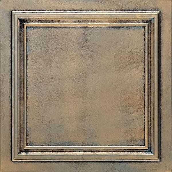 Line Art Aged Copper 1.6 ft. x 1.6 ft. Decorative Foam Glue Up Ceiling Tile (384 sq. ft. /case)