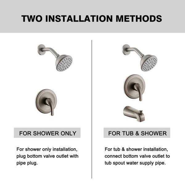 Single Handle 2-Spray Pattern Shower Faucet 2.5 GPM with High