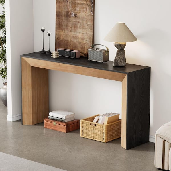 CHRISTOPHER KNIGHT HOME Foster Modern 59 in. Black and Brown Rectangle Wood Console Table