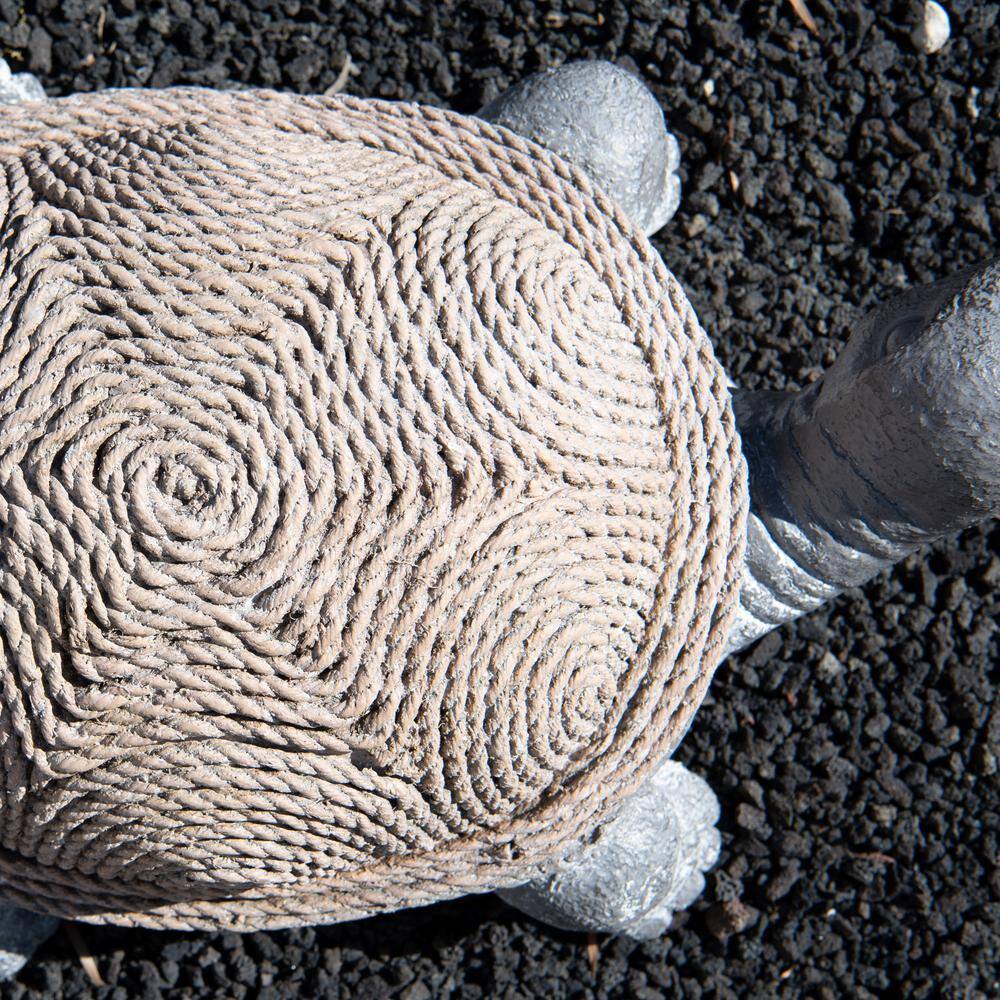 20.1" Gray and Brown Polystone Rope Shell Turtle Statue