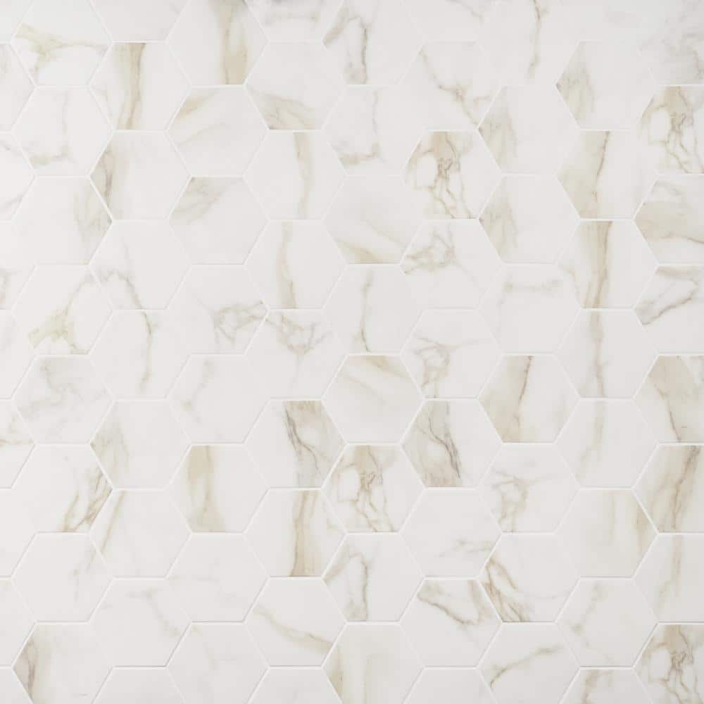 Ivy Hill Tile Santorini Calacatta White 5.9 in. x 6.69 in. Matte Porcelain Floor and Wall Tile (6.13 sq. ft./Case) -  EXT3RD108044