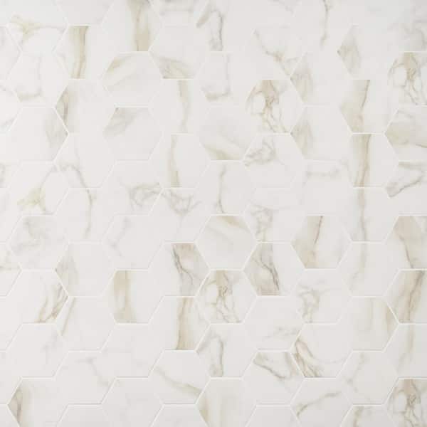 Ivy Hill Tile Santorini Calacatta White 5.9 in. x 6.69 in. Matte Porcelain Floor and Wall Tile (6.13 sq. ft./Case)