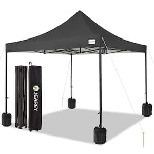 Dark Grey 10 ft. x 10 ft. Pop up Commercial Canopy Tent Waterproof with Adjustable Legs, Air Vent, Carry Bag, Sandbags