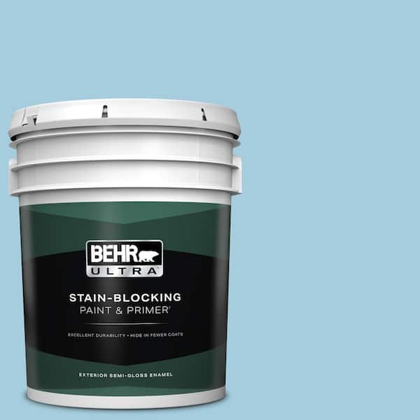 BEHR ULTRA 5 gal. #M490-2 Carefree Sky Semi-Gloss Enamel Exterior Paint & Primer