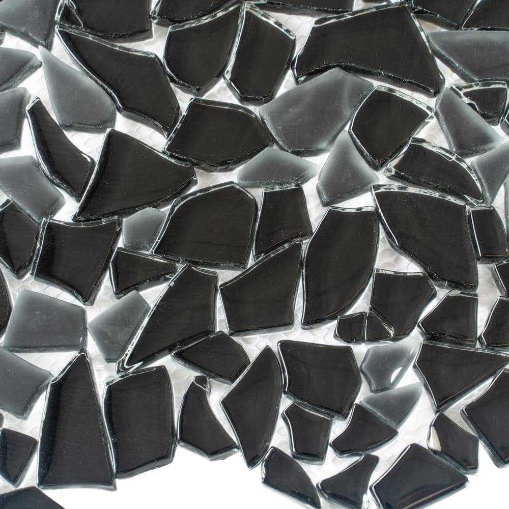 Black Irregular Glass Pebble Mosaic Tile for Walls and Floors