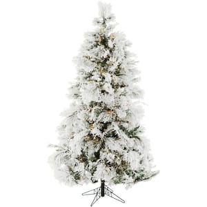 10 ft. Pre-Lit Snowy Pine Artificial Christmas Tree with Warm White LED Lights and EZ Connect