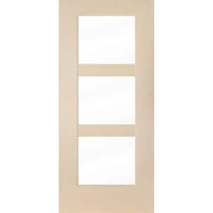 BRIGHTON Modern 36 in. x 80 in. 3-Lite Universal/Reversible Clear Glass Unfinished Fiberglass Front Door Slab