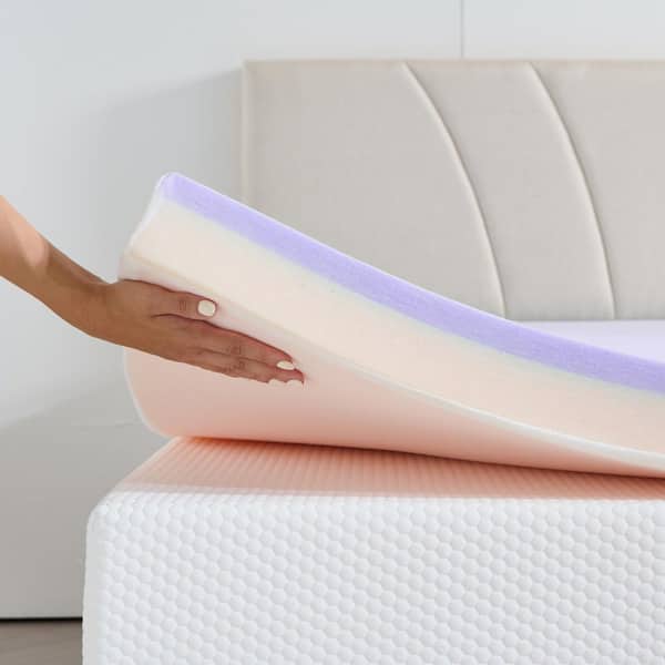 2 in. Twin Memory Foam Mattress Topper Ventilated High Density Pad for Back Pain Bed Topper with Skin-Friendly Cover