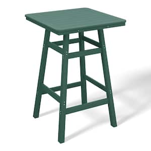 Laguna 30 in. Square HDPE Plastic All Weather Outdoor Patio Bar Height High Top Pub Table in Dark Green