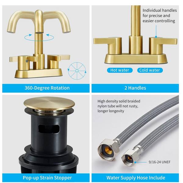 23.6 Inch Braided Stainless Steel Faucet Connector – Flexible Hot/Cold Water Supply Hose For Bathroom Or Kitchen, US 3/8" C / 9/16" Thread