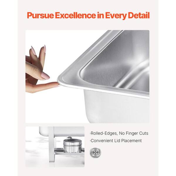 thumbnail image 2 of Set Of 4 Stainless Steel 8QT Chafing Dishes - Complete With Warmers, By SEGAWE 2 of 3