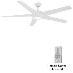 Skymaster 65 in. Indoor Flat White Windmill Ceiling Fan with Warm White Integrated LED with Remote Included