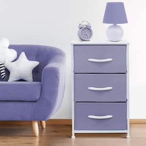 3 Drawers Purple Nightstand 28.75 in. H x 17.75 in. W x 11.87 in. D