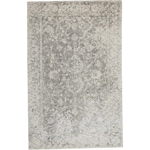 Gray and Ivory Abstract 10 ft. x 13 ft. Area Rug