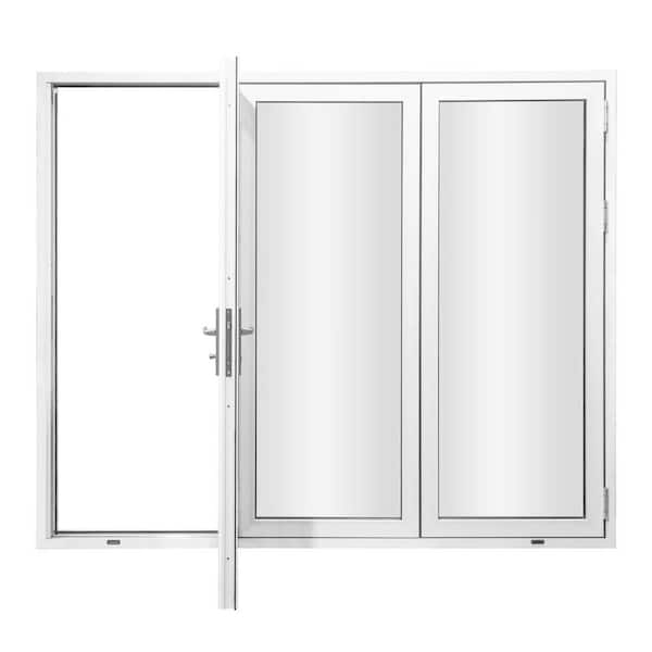 Forever Doors Aluminum Bifold Door 96 in x 96 in 3 Panels Right Outswing in White