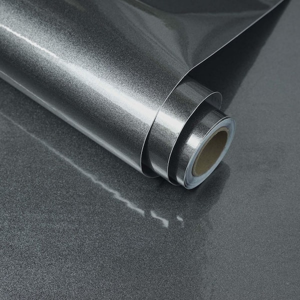 Twinkle Light Black Vinyl Peel and Stick Wallpaper Roll Self Adhesive Glossy Contact Paper (Covers 30.78 sq. ft. )