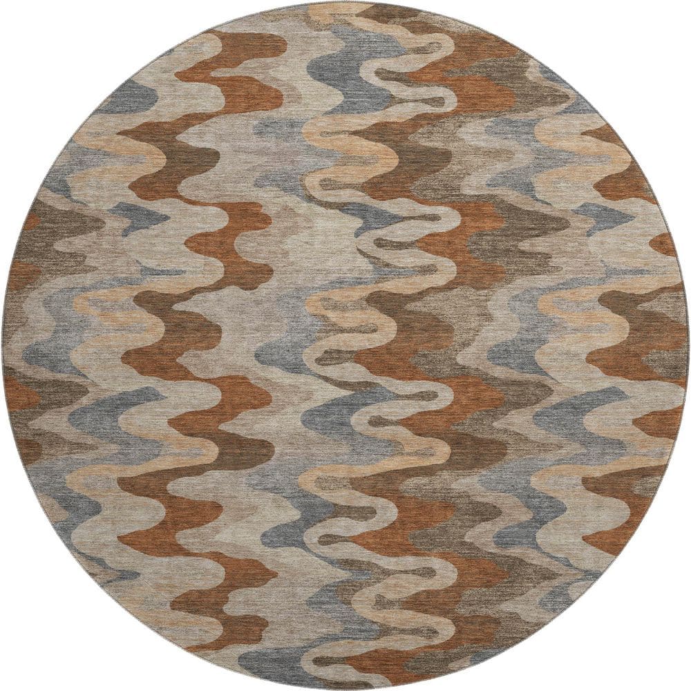 Mayfield Premium Machine Washable Abstract AMF2481 Brown 8 ft. x 8 ft. Round Rug price history on PriceWatchPro