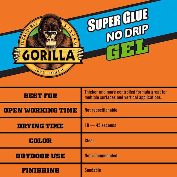 Gorilla Glue Super Glue Precise Gel, Heavy Duty Strength, 15g, Clear  #6802502