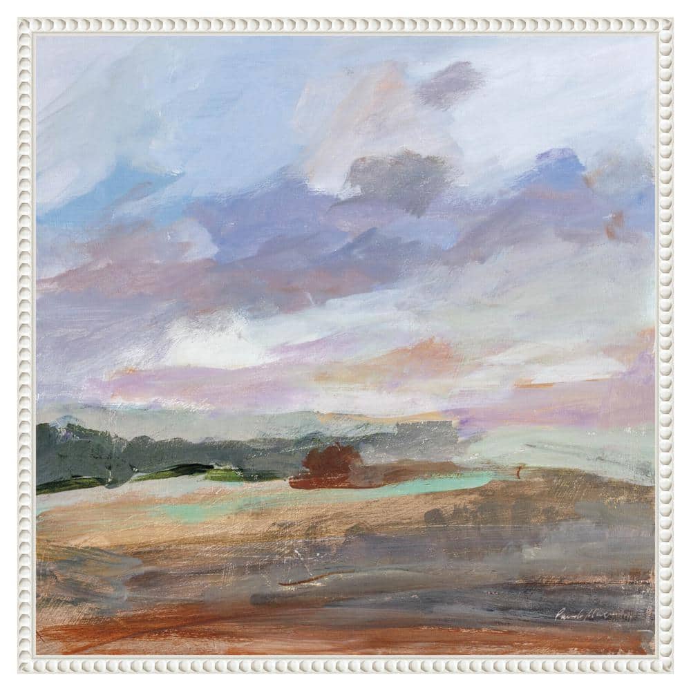 Seashore Without End Abstract Canvas Art with White Floater Frame