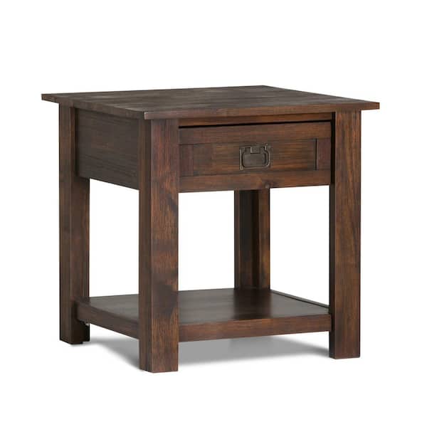 SIMPLIHOME Monroe End Table 22 inch Distressed Charcoal Brown 