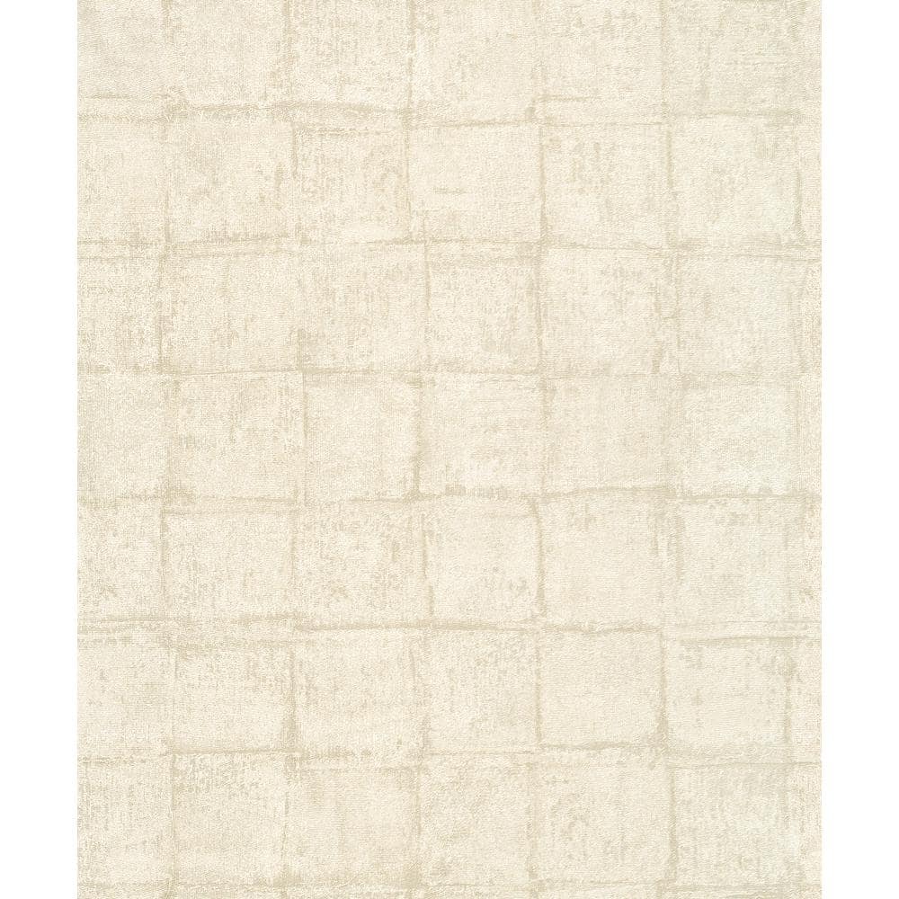 Textured Tile Effect Greige Matte Finish Vinyl on Non-Woven Non-Pasted Wall
