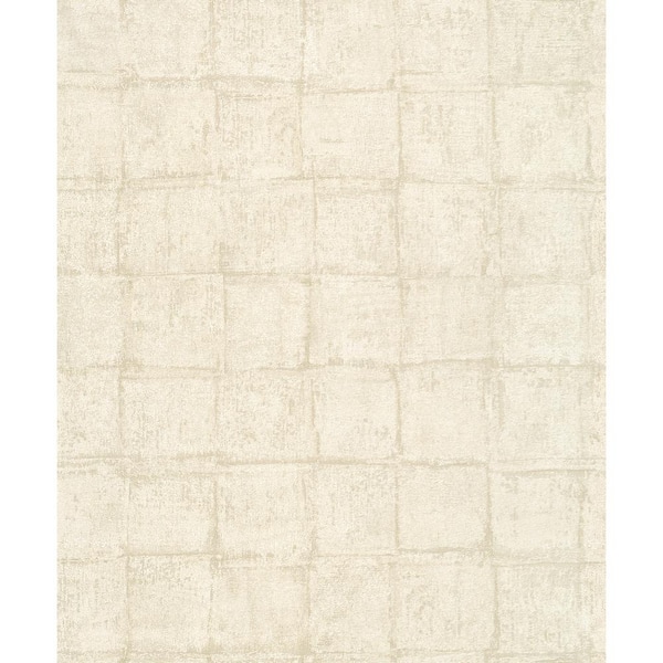 Unbranded Textured Tile Effect Greige Matte Finish Vinyl on Non-Woven Non-Pasted Wallpaper Roll