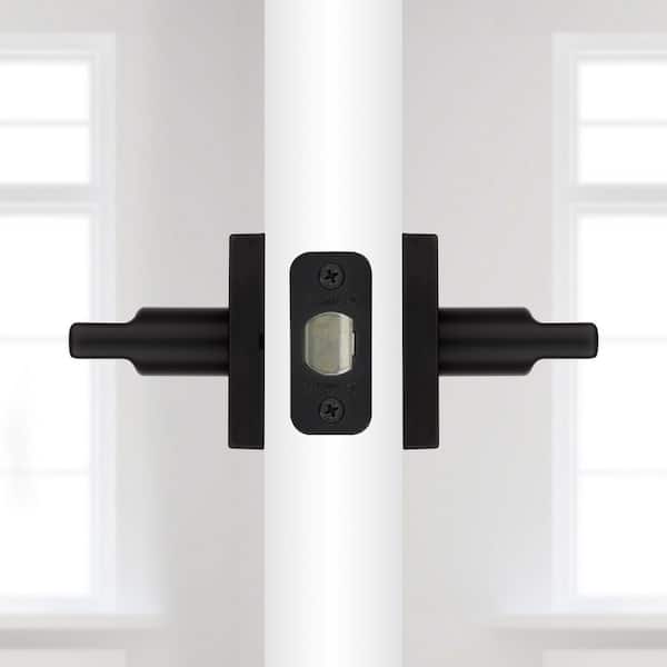 Kwikset Halifax Square Matte Black Hall/Closet Passage Door Lever