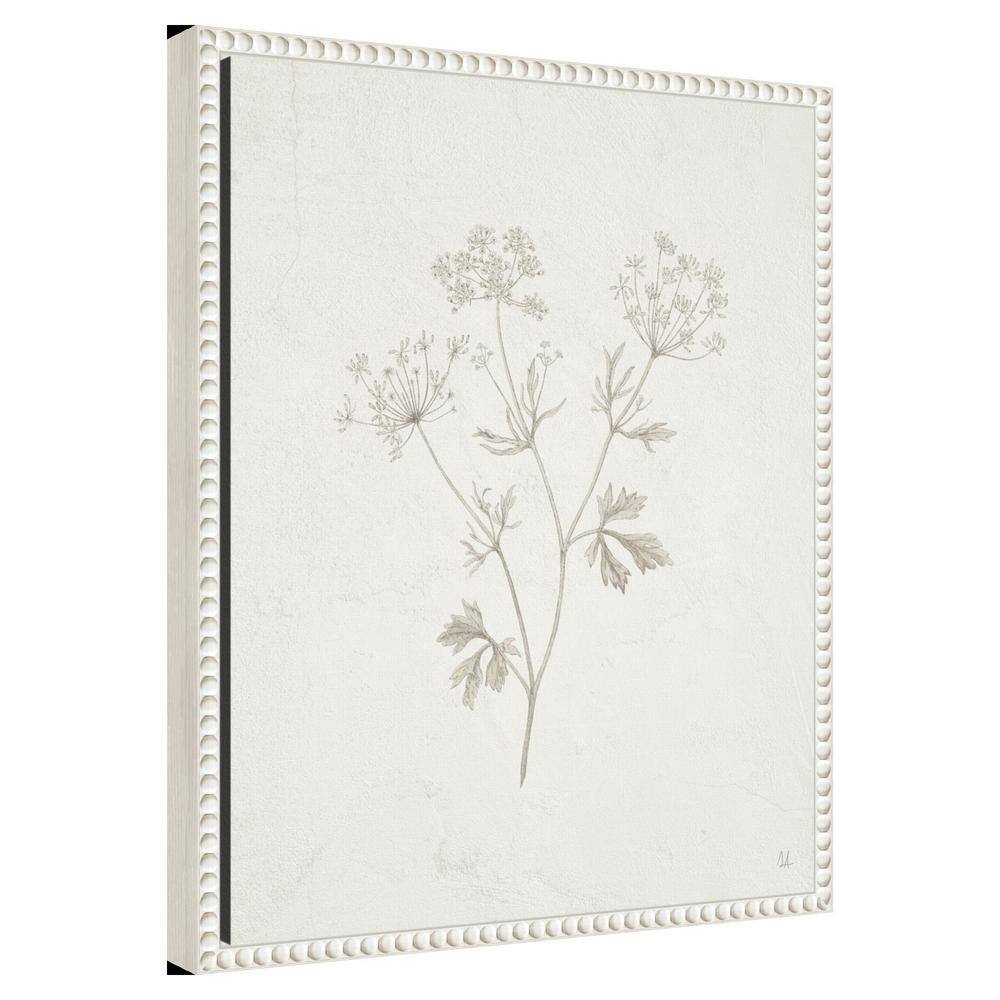 Beaded White Framed Botanic-Inspired Canvas Wall Art