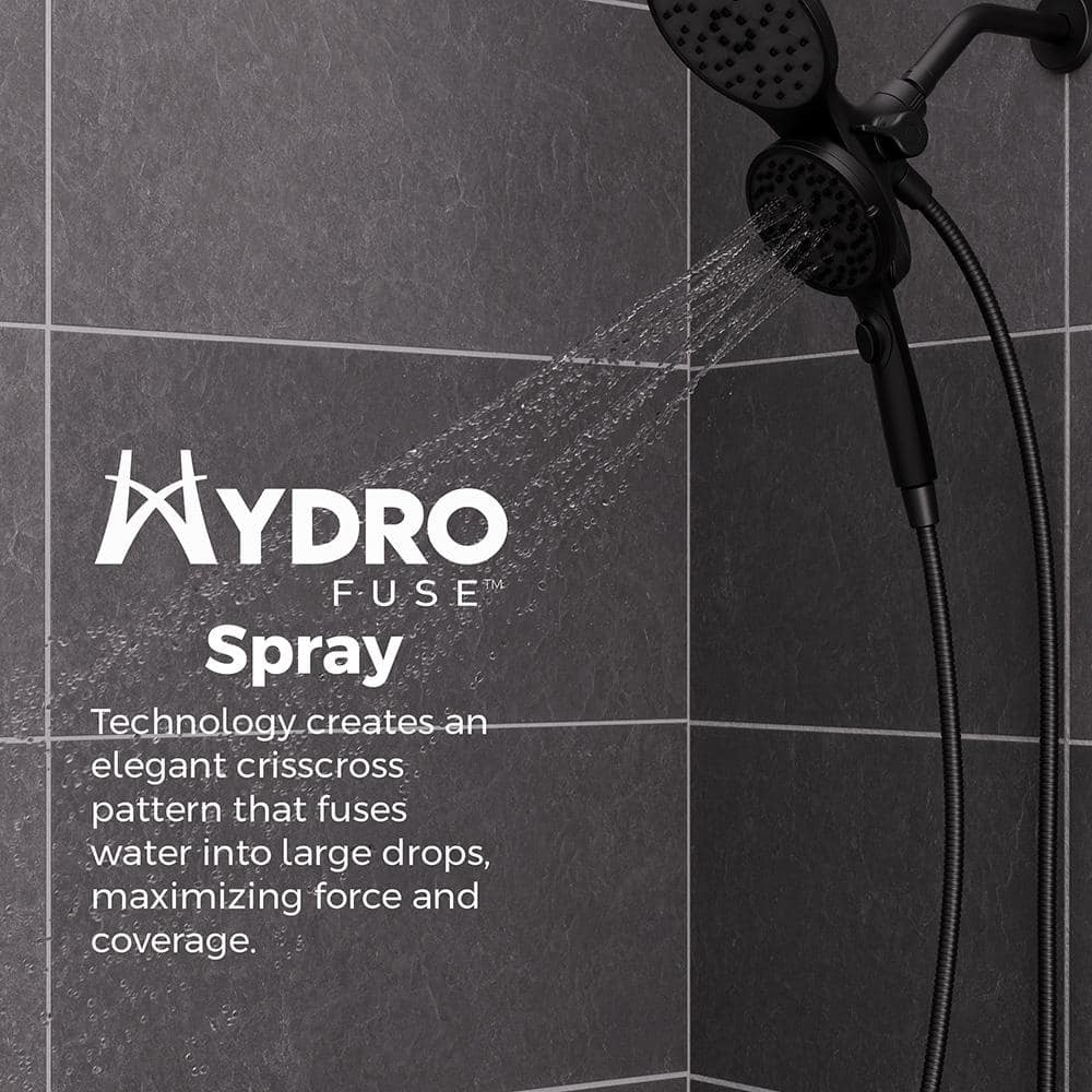 Matte Black Dual Head Wall Mounted Shower System with Handheld