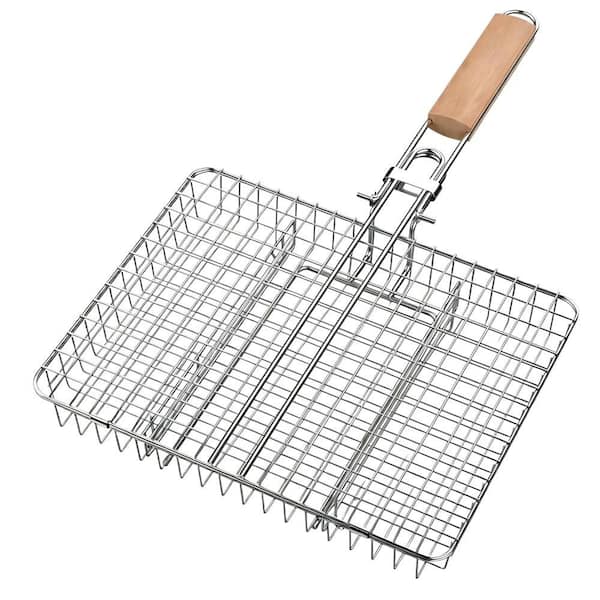 Stainless Steel Grill Basket with Rustproof and BBQ Grilling for Outdoor, Meat, Steak, Other Foods, and Gift (1-Pack)