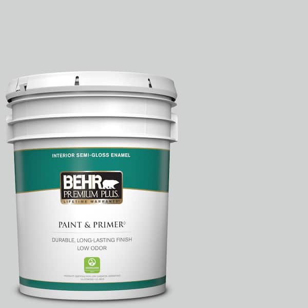 BEHR PREMIUM PLUS 5 gal. #N530-2 Double Click Semi-Gloss Enamel Low Odor Interior Paint & Primer
