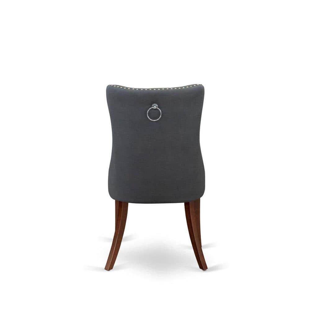 Mahogany Extendable Dining Table Set with Gray Upholstered Chairs