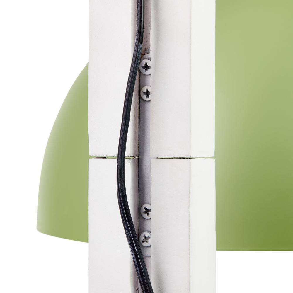 Green and White Industrial Plug-In Wall Sconce with Metal Dome Shade