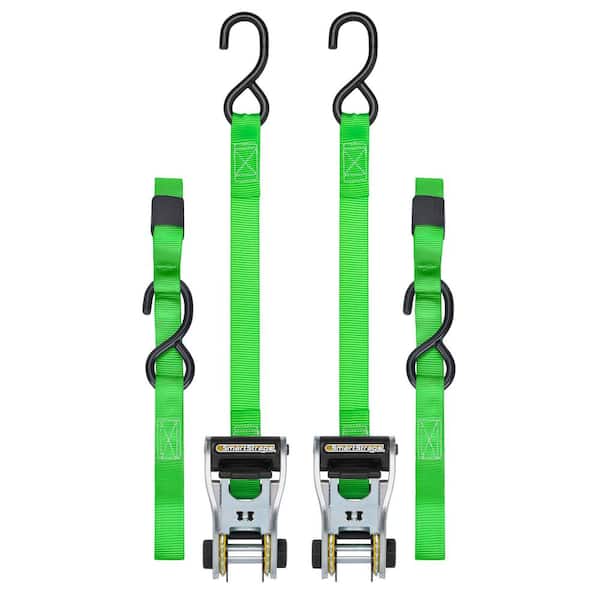 SmartStraps 10 ft. Green RatchetX Tie Down Straps with 500 lb. Safe Work Load - 2 pack