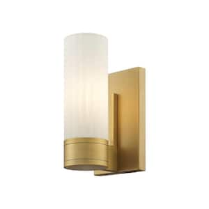 Empire 3.13 in. 1-Light Brushed Brass Wall Sconce with Glass Shade